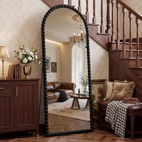 Antique Black Full Length Mirror 71x28 Inch, Beaded Standing Mirror - color: Antique Black