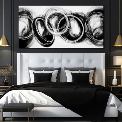 MXUNYZ Black and White Abstract Canvas Wall Art 58x29 Inch - color: Black, size: 58"L x 29"W