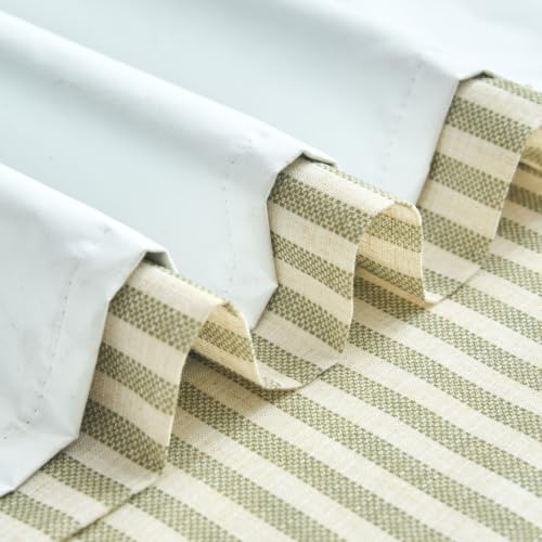 jinchan Linen Blackout Curtains Back Tab 84 Inch 2 Panels Striped Green - color: Green Stripe Lined, size: 50"W x 84"L (Pack of 2)