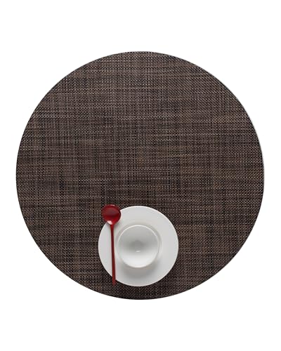 Chilewich Mini Basketweave Placemats, Round Woven Placemats Set of 4 - color: Dark Walnut, size: 15" Round