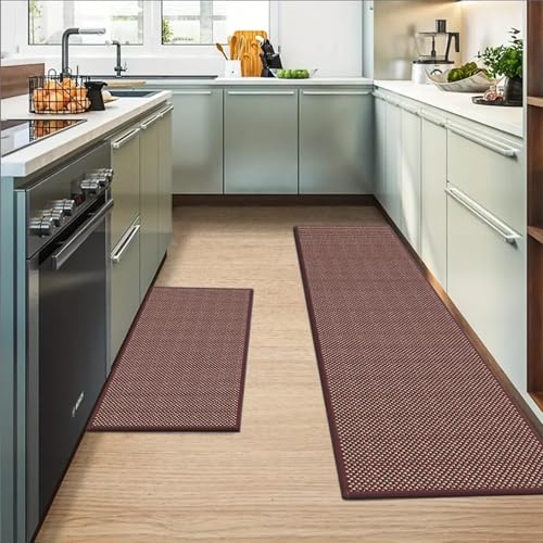 Artoid Mode Non-Slip Red Kitchen Rugs and Mats Set of 2-17x29 + 17x47 - color: Red, size: 17" x 29" /17" x 47"