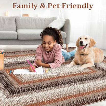 RUGSREAL 2x4 Small Entry Door Mat Washable Farmhouse Living Room Rug - color: Brown/Rust, size: 2' x 4' (Rectangular)