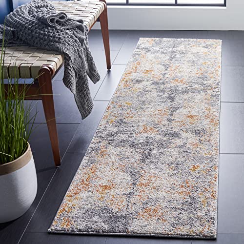 SAFAVIEH Aston Collection Runner Rug - 2' x 8', Grey & Gold, Modern Abstract Design, Non-Shedding & Easy Care, Ideal for High Traffic Areas in Living Room, Bedroom (ASN710G) - color: Grey/Gold, size: 2' x 8' (Runner)