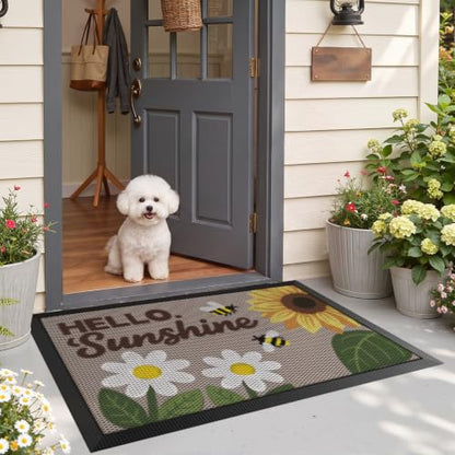 LUMI Outside Welcome Door Mat 32x47, Non-Slip Durable Rubber Easy Clean - color: Sunshine, size: 32"x47"