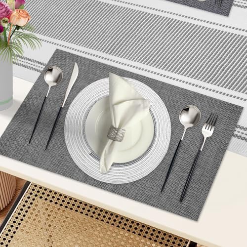 SK Studio 19Pcs Boho Table Runner Placemat and Napkin Ring Set Rectangle and Round Meal Mats Macrame Table Runner with Tassels for Wedding Kitchen Dining, Grey - size: 13.8x72 inch