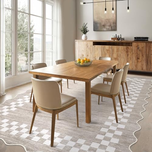 GarveeHome 4x6 Area Rug Small Washable Living Room Rug Scalloped Rug - color: Scalloped Fog/Ivory, size: 4' x 6' (Rectangular)