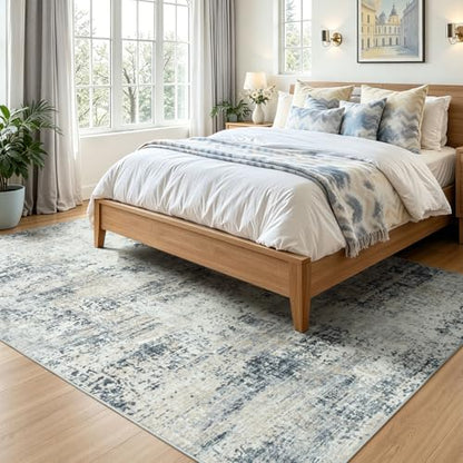 5x7 Area Rugs for Living Room Bedroom, Washable Non Slip Grey Rug - color: Grey, size: 5' x 7' (Rectangular)