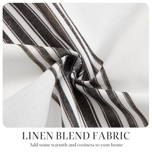 jinchan Linen Balanced Stripe Valances for Window 16 in,Black Grey,1 Panel - color: Balanced Stripe | Black, size: 50"W x 16"L (Pack of 1)