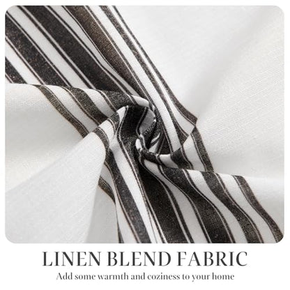 jinchan Linen Balanced Stripe Valances for Window 16 in,Black Grey,1 Panel - color: Balanced Stripe | Black, size: 50"W x 16"L (Pack of 1)