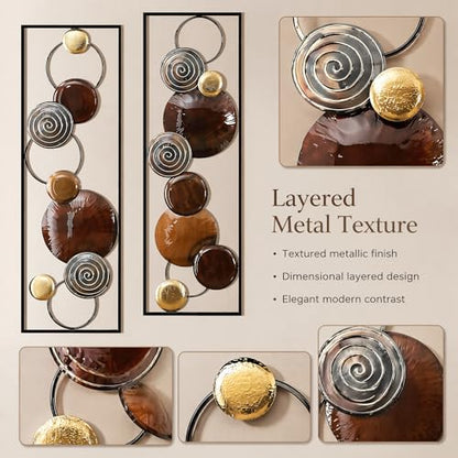 JFUJFU 2 Piece Brown Metal Wall Art for Home Hanging - color: Brown