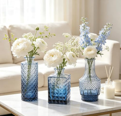 Fixwal 36 Blue Bud Vases Glass Bud Vase Set of 36, Small Vases for Flowers - color: Blue, size: 36pcs