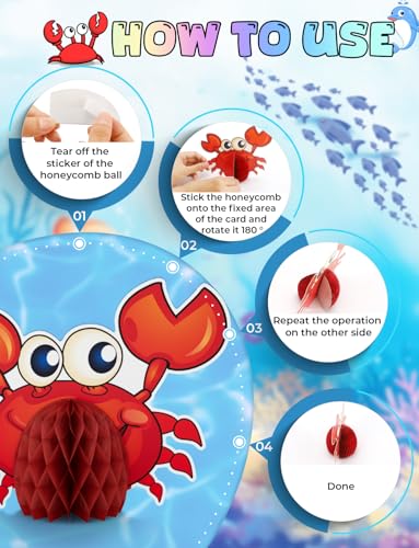 12 Pcs Under The Sea Party Decorations, Sea Animals Honeycomb Centerpieces - style: Ocean Sea Animal