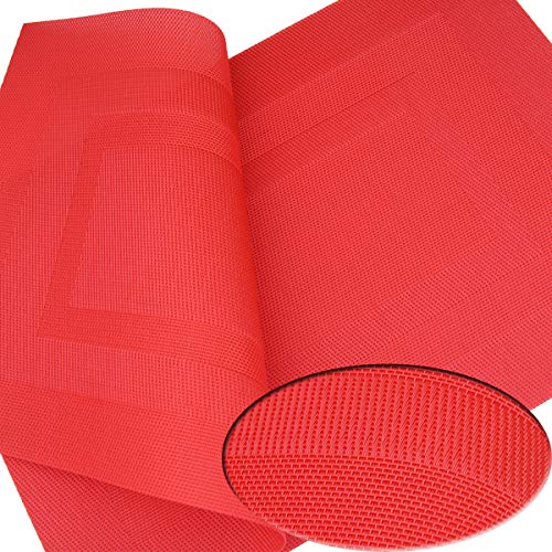 PIGCHCY Placemats,Durable Placemats for Dining Table,Washable Woven Vinyl Kitchen Placemats Set of 4 (18 x 12 inches,Passionate Red) - color: Box: Red Passionate, size: 4 Placemats
