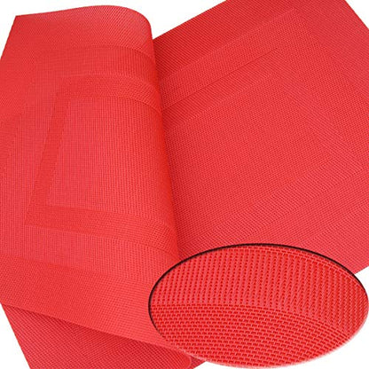 PIGCHCY Placemats,Durable Placemats for Dining Table,Washable Woven Vinyl Kitchen Placemats Set of 4 (18 x 12 inches,Passionate Red) - color: Box: Red Passionate, size: 4 Placemats