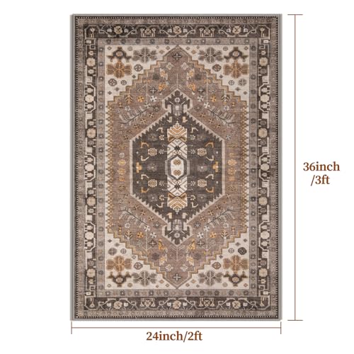 Ciicool 2x3ft Small Area Rug,Washable Boho Thin Mat for Entryway Kitchen - color: Hazel, size: 2' X 3' (Rectangular)