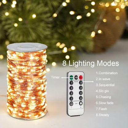 660FT 2000LED Extra Long Fairy Lights Plug in Copper Wire Christmas - color: Copper wire, size: 660FT 2000LEDs
