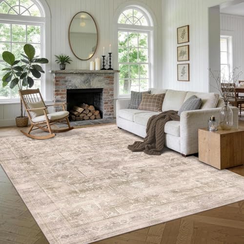 8x10 Washable Boho Area Rug, Light Beige Farmhouse for Living Room - color: Light Beige, size: 8' x 10' (Rectangular)