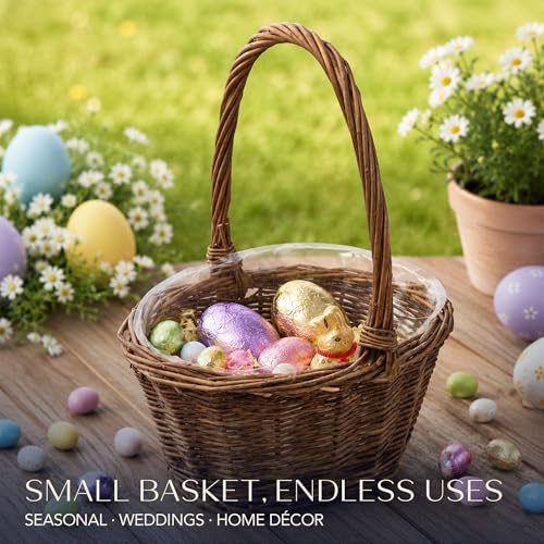 Royal Imports Small Oval Flower Girl Basket for Wedding 8.9" x 6.8" x 10.5"