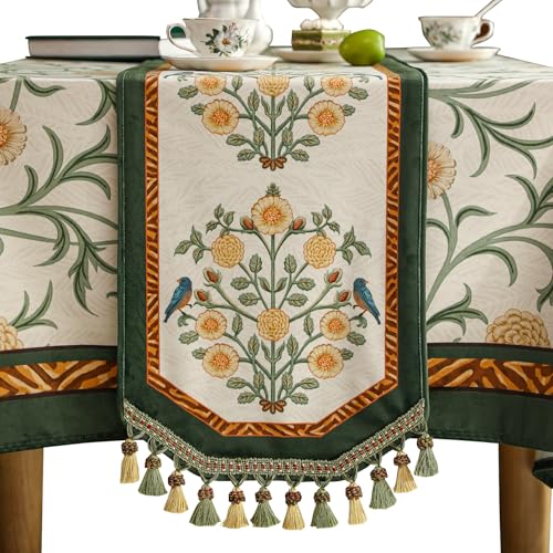 Patdrea Designer Vintage French Velvet Table Runner,12"X63"-Botticelli - color: Botticelli Velvet, size: 12"*63"