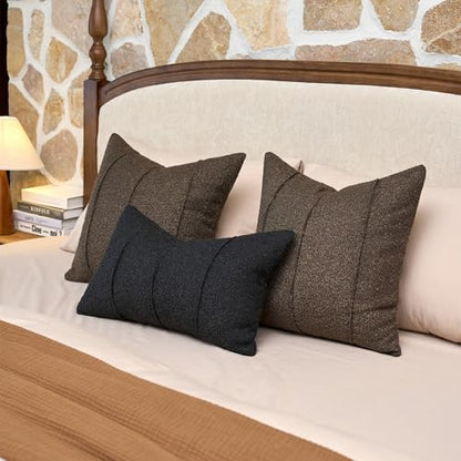 Textured Boucle Throw Pillow Covers 24x24 Inch Set of 2 Brown - color: Brown, size: 24" x 24" (Pack of 2)