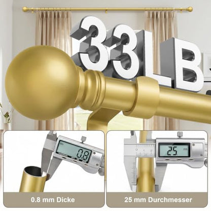 Modern Gold Curtain Rods for Windows 72 to 144 Inches Drapery Rods - color: Gold, size: 16"-144"|1 Pack