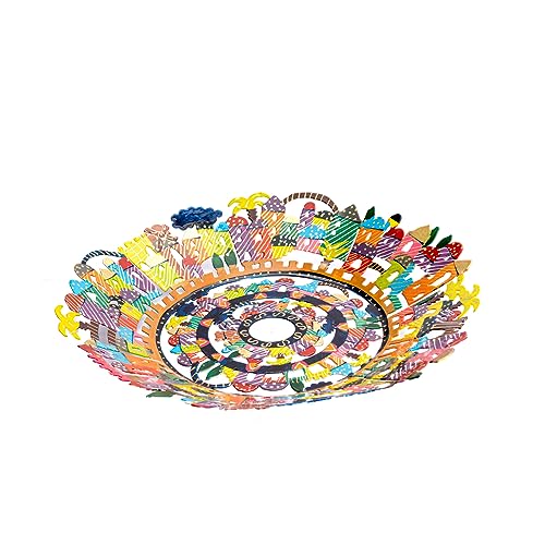 EMANUEL Yair Decorative Metal Fruit Bowl | Vibrant Hand Painted Bowl | Hangable Centerpiece Bowl for Home Decor and Gifting | Judaica Art (10 inch, Jerusalem) - color: Jerusalem, size: 10 inch