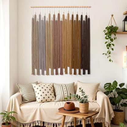 Macrame Wall Hanging Large Boho Home Decor Aesthetic Modern Chic Wall Art - color: Brown