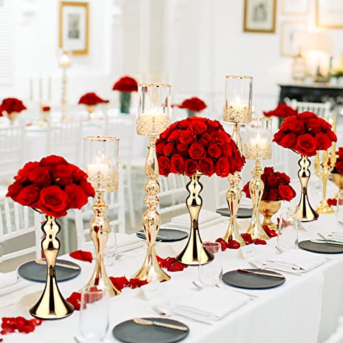 Sadnyy 16 Pcs Gold Metal Flower Vase, 12.6 Inch Wedding Table Centerpiece - color: Gold, size: 12.6 Inch