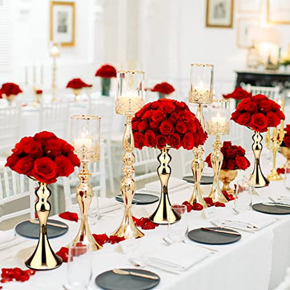 Sadnyy 16 Pcs Gold Metal Flower Vase, 12.6 Inch Wedding Table Centerpiece - color: Gold, size: 12.6 Inch