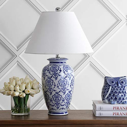 JONATHAN Y Juliana 26.25" Chinoiserie Ceramic Urn Table Lamp, Blue/White