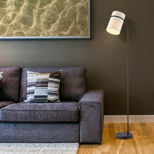 Globe Electric 62" Matte Black Floor Lamp with White Fabric Shade - color: Matte Black, White Fabric Shade