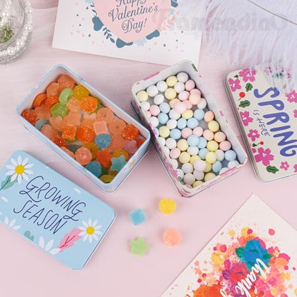 Framendino, 5 Pack Mini Tinplate Tin Boxes Floral Trinket Jewelry Coin Containers for Jewelry Storage Case - color: Flower 1