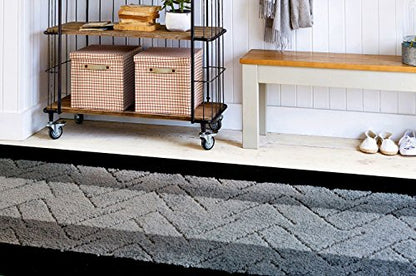 Hallway Runner Rug, 2'7" x 2' Washable Non-Slip Carpet Runner, Custom Size - color: Zigzag-grey, size: 2'7" x 2' (Runner)