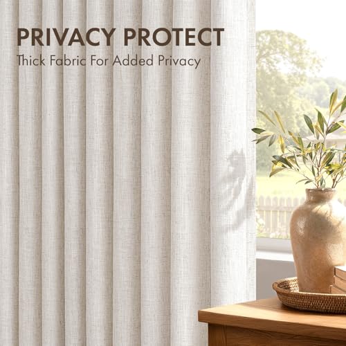 MIULEE 4 Panels Set Pinch Pleated Linen Curtains 96 Inch Long Natural - color: Natural, size: 40"W x 96"L (Pack of 4)