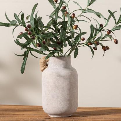 Vanselia Ceramic Flower Vase Home Table Decor Living Room Farmhouse 10.6 in - color: 10.6" Plus With Hemp Rope
