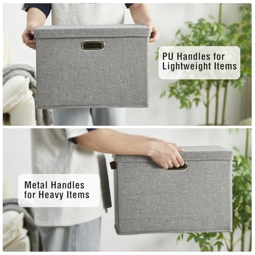 15" Fabric Storage Box with Lids, 3-Pack, Gray - color: Gray, size: Medium-15"