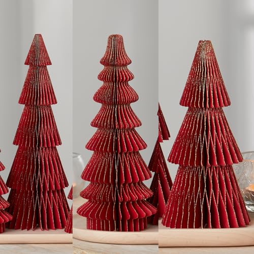 Your Heart's Content Set of 3 Red Honeycomb Paper Trees (Medium Set 3 Red) - color: Medium Set 3 Red