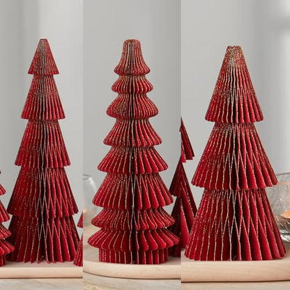 Your Heart's Content Set of 3 Red Honeycomb Paper Trees (Medium Set 3 Red) - color: Medium Set 3 Red