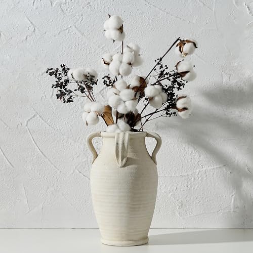 Emotionally Grounded Vase, Vaseking Large Ceramic Rustic Vase with 4 Handles, 10.83 inch Minimalist Decorative Farmhouse Tall Vases for Home Decor, Living Room, Enterway, Table Decoration, Fossil - color: 0410-fossil