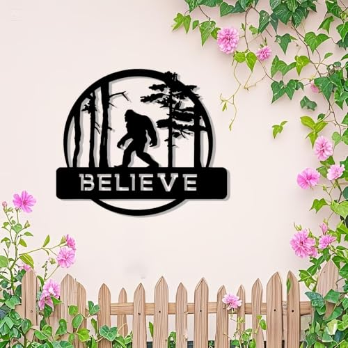 DUOOLN Big Foot Sasquatch Metal Wall Decor Art, Mountain Hunting Home Sign - color: Black - Big Foot Sasquatch