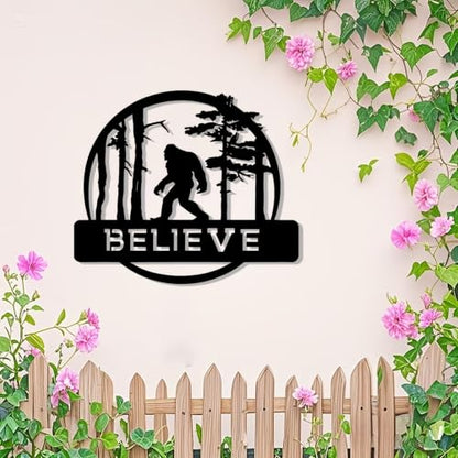 DUOOLN Big Foot Sasquatch Metal Wall Decor Art, Mountain Hunting Home Sign - color: Black - Big Foot Sasquatch