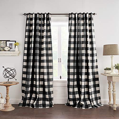 Grainger Rod Pocket Back Tab Window Curtain Panel, Black - 52" W x 63" L - color: Black, size: 52"W x 63"L (Pack of 1)