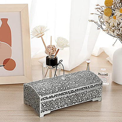 Hipiwe Vintage Metal Jewelry Box Treasure Chest Case Ring Holder, Medium - size: Medium
