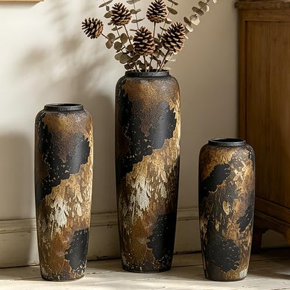 Rustic Ceramic Floor Vase, 24 Inch, Clay Farmhouse Large Decor - size: 23.6 Inch