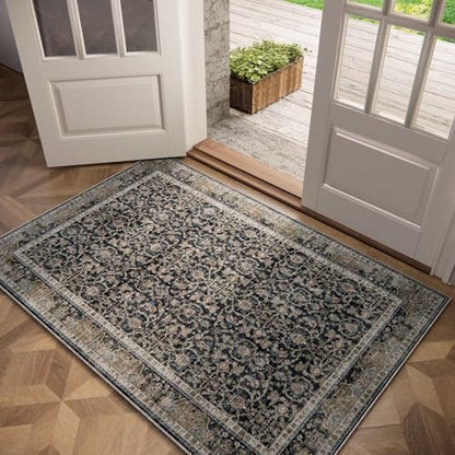 Washable 3x5 Entryway Rug, Non-Slip Door Mat, Charcoal/Taupe - color: Charcoal/Taupe, size: 3' x 5' (Rectangular)