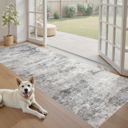 DMOYEST 3x8 Washable Runner Rug for Hallway Abstract Soft Carpet Runner - color: Grey Blue, size: 3' x 8' (Runner)