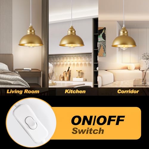 Plug in Pendant Light, 15FT Hanging Lights, On/Off Switch - color: Gold