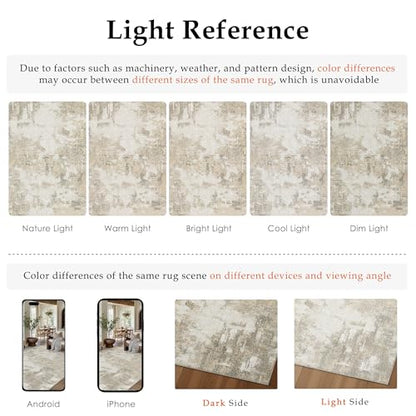 HUGEAR 6x9 Beige Grey Abstract Washable Area Rug for Living Room - color: Beige&grey, size: 6' x 9' (Rectangular)