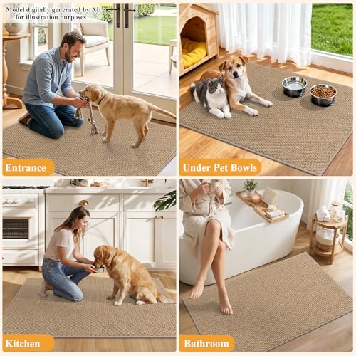 HEBE Area Rug for Entryway 3'x5', Washable Non Slip Boho Bedroom Rug - color: Tan, size: 3' x 5' (Rectangular)