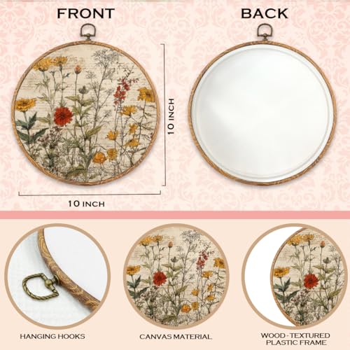 Vintage Landscape Wildflower Round Wall Art Flower Floral Wall Art Decor - color: flowers 0606